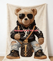 Designer Teddy Bear with LV Bag Flannel Throw 504